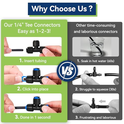 10 Pack 1 4" Drip Irrigation Tee Connectors (10 Count)