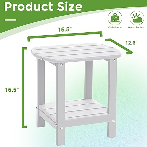 Adirondack Square Outdoor Side Table (White / a:Oval 2-Tier)