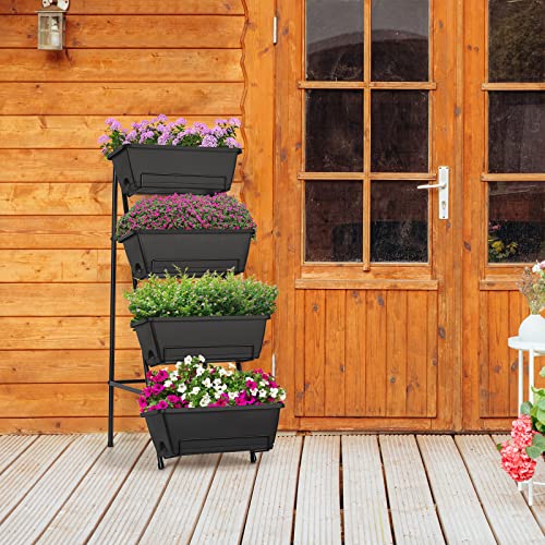 Raised Garden Bed 4 Tier Vertical Garden Planters Indoor Outdoor Raised Planter Box with Legs Elevated Herb Garden Planter for Flowers Vegetables Plants