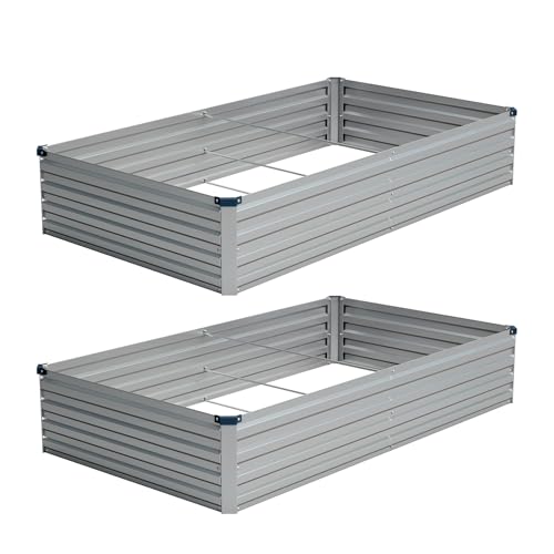 2PCS 8x4x1ft Galvanized Raised Garden Beds Kit (2 Count)