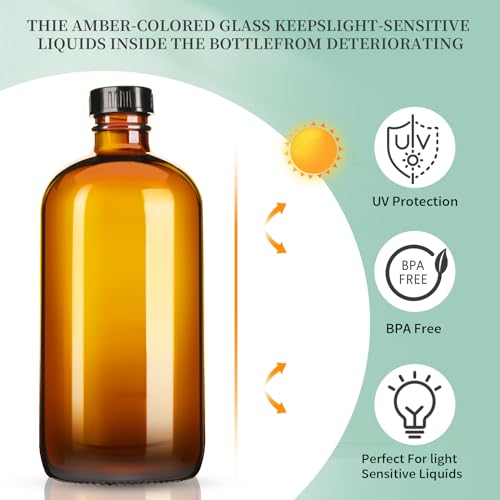 Amber Glass Spray Bottles 8oz Brown Glass Spray Bottles 3 Pack (3 Count)