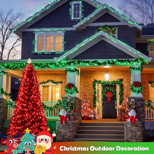 2 Pack Solar String Lights Outdoor Waterproof (Red to Green / 100LED*2)
