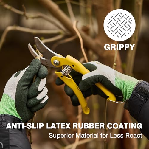 Rubber Coated Gardening Gloves for Men Women (3 Count)