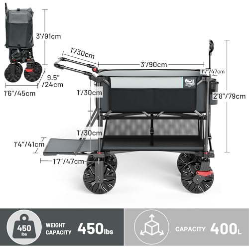 Push & Pull Double Decker Wagon (Gray / With Push Handle)