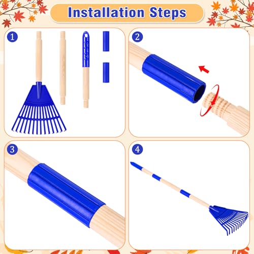 2 Pcs 35'' Kids Rakes for Leaves (4 Count)