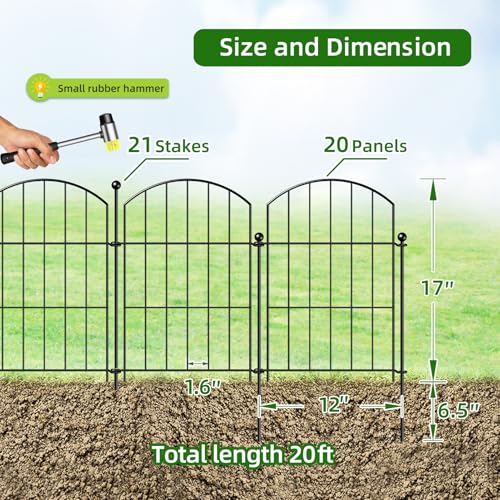Metal Garden Fence 17 in x 20 ft (17"Hx20ft (20 panels))