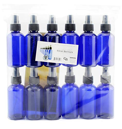 4oz Blue PLASTIC Fine Mist Spray Bottles (12 Count)