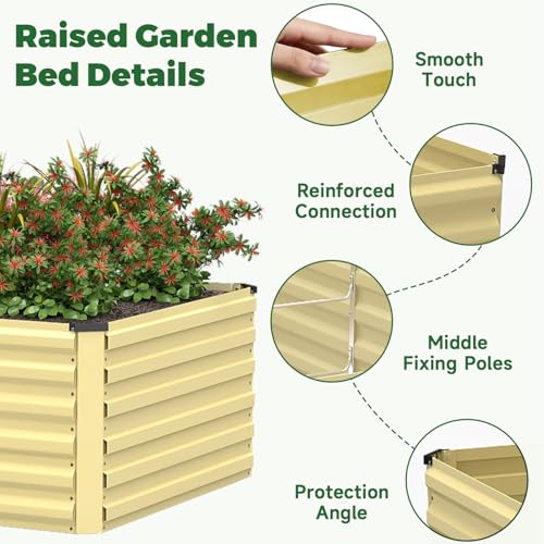 8x4x2ft Outdoor Metal Raised Garden Bed (Yellow / 8x4x2 FT-1PC)