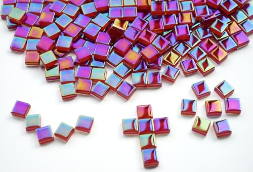 0.66lbs Ruby Red Iridescent Mosaic Tiles (10.56 Ounce)