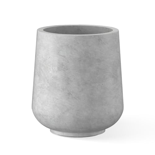 Accent Round Curved Pale Gray Concrete Planter 13" Dia