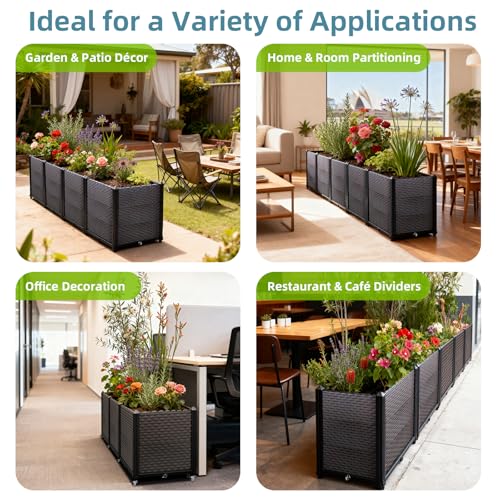 Large Raised Planter Box Outdoor Self Watering 62.9"x15.7"x19.7"