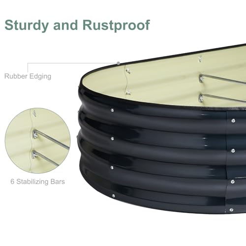 2Pcs Galvanized Steel Raised Garden Bed 8x2ft Oval (2 Count)