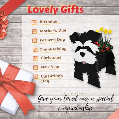 Black Schnauzers Dog Planter Pots