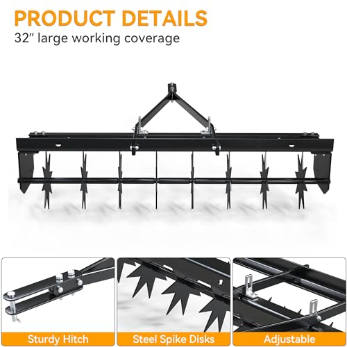 48" Lawn Aerator Tow Behind with Universal Hitch for spike Aerator