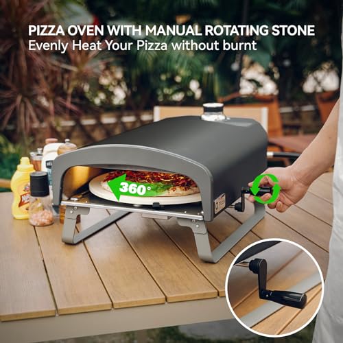 Portable Propane Pizza Oven with Manual Rotating Stone