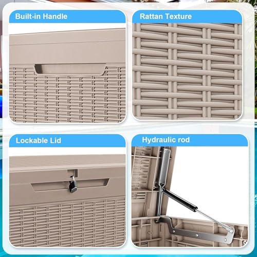 120 Gal Deck Box Waterproof Outdoor Storage Box Gray