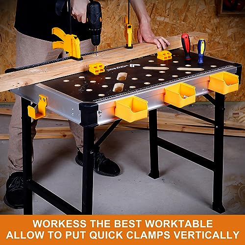 Portable Workbench 1000Lbs Capacity Heavy Duty Folding Work Table with 2 Quick Clamps (Standard)
