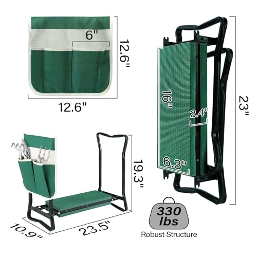 Garden Kneeler Seat with Upgraded Thicken Kneeling Pad and 1 Large Tool Pouch