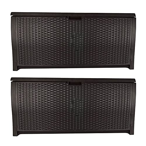 99 Gallon Plastic Wicker Deck Box Container Storage for Garden (2 Count)
