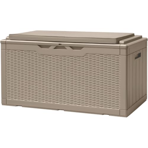100 Gallon Deck Box Waterproof Outdoor Storage Box with Cushion