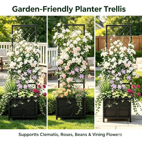 15.75 x 15.75 x 55 in Raised Garden Bed with Trellis
