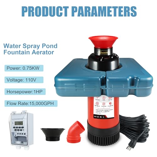 Pond Fountain Aerator F1 1HP 750W 15000GPH Floating Fountains Pump