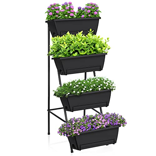 Raised Garden Bed 4 Tier Vertical Garden Planters Indoor Outdoor Raised Planter Box with Legs Elevated Herb Garden Planter for Flowers Vegetables Plants
