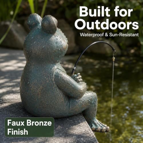 Frog Fishing Statue Garden Decor (Frog-gold Copper)