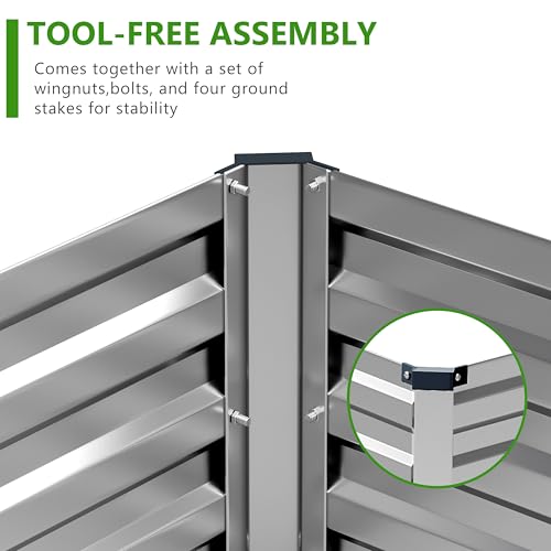 2PCS 8x4x1ft Galvanized Raised Garden Bed