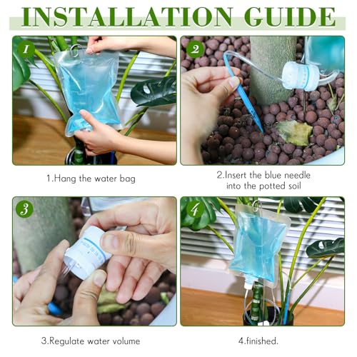 6 Pcs Plant Drip Irrigation 500ml Water Bag with Support Rod (6 Count)