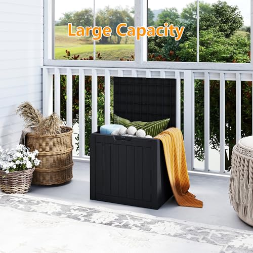 35 Gallon deck box Outdoor Cushion Storage Waterproof (Black / 35 GAL)