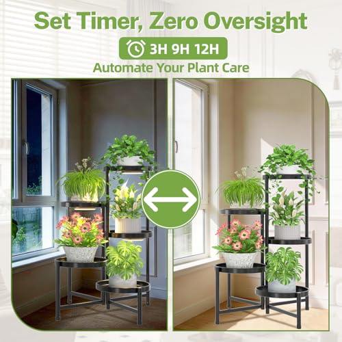 5 Tier Large Plant Stand with Grow Light (Black with Lights / 5 Tiers)
