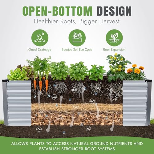 Galvanized Metal Raised Garden Bed 6×3×2FT (Silver / 6×3×2ft)