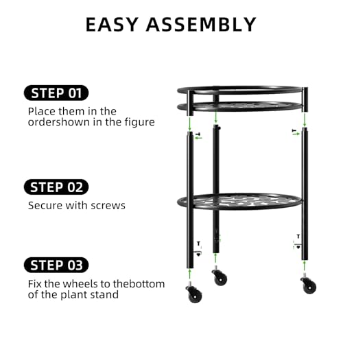 2 Tier Heavy Duty Rolling Plant Stand (2 Count)