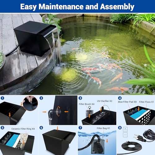 Large Capacity Stainless Steel Pond Waterfall Filter System (Up to 4500 Gallons)