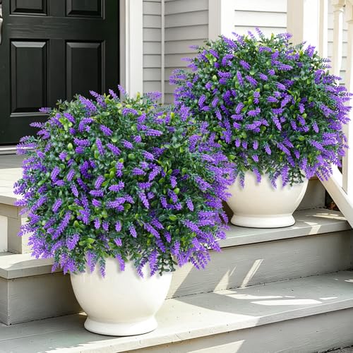 Set of 2 Artificial Boxwood Topiary Ball with Ground Spike (Lavender)