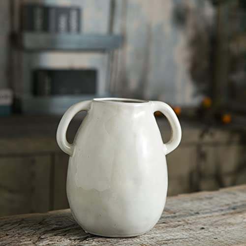 White Ceramic Vase with Handles