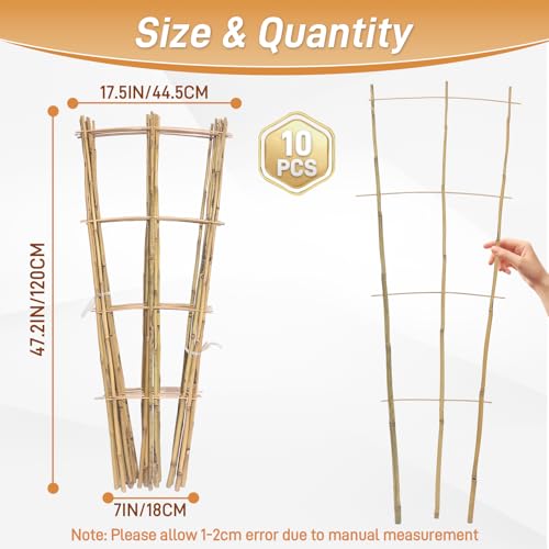 10 Pack 4ft Bamboo Trellis for Climbing Plants (10 Count)