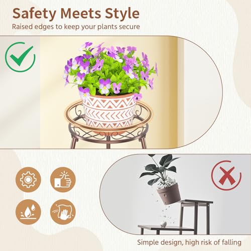 3 Tiers Metal Corner Plant Flower Stand Tall Indoor Outdoor (Classic Bronze / 3 Tier)
