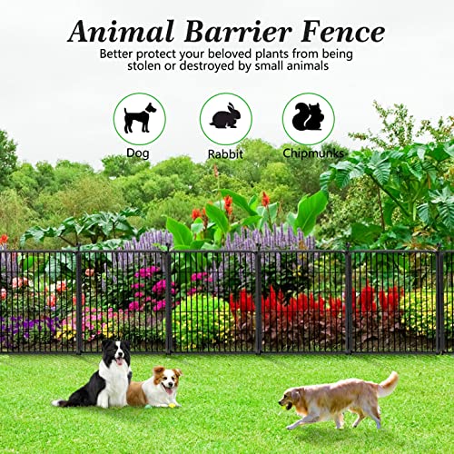 Garden Fence with Gate Metal Fencing Outdoor for Yard (74.76 Sq Ft)