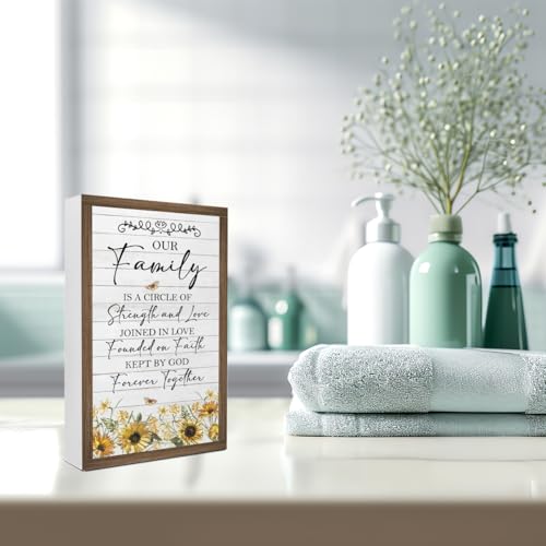 Our Family is a Circle of Strength and Love Wooden Box Sign (Our Family is a Circle of Strength and Love)