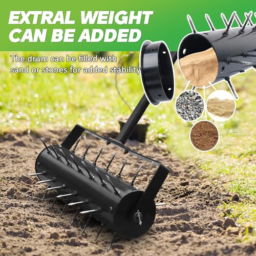 Rolling Lawn Aerator Roller with 42 Reinforced Steel Spikes