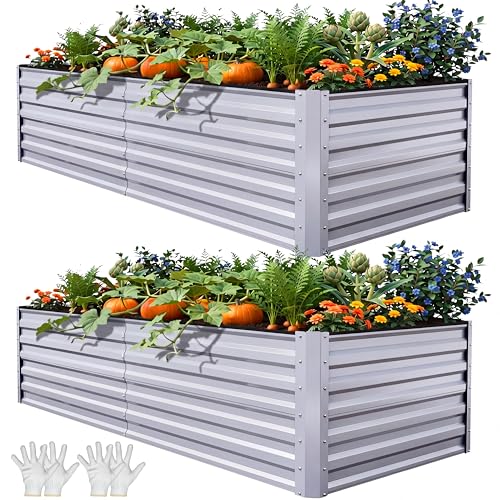 8x4x2 ft 2pcs Galvanized Raised Garden Bed Kit (2 Count)