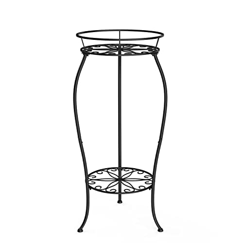 2 Tier Tall Black Metal Plant Stand Indoor Outdoor