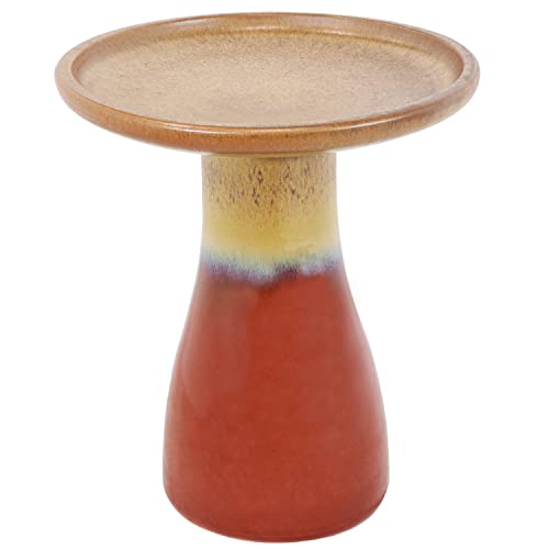 Sunnydaze Ceramic Bird Bath (Lemon Cognac)