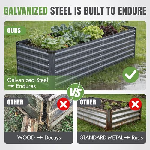 Galvanized Metal Raised Garden Bed 8×3×2FT (Gray / 8×3×2ft)