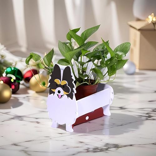 Small Pomeranian Gray Dog Planter Plant Pots