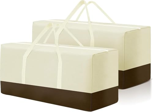 2 Pack Extra Large Patio Outdoor Waterproof Cushion Storage Bag (2 Pack Beige)