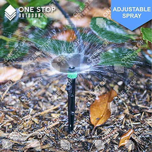 100-PACK) - 1/4" Inch 360 Degree Drip Emitter On 5" Stake Sprayer Adjustable Flow 0-20 GPH, Fits 1/4 (4-6mm) Irrigation Tubing - Micro Bubbler Drippers for Drip Irrigation (100 Pack Dripper on Stake)