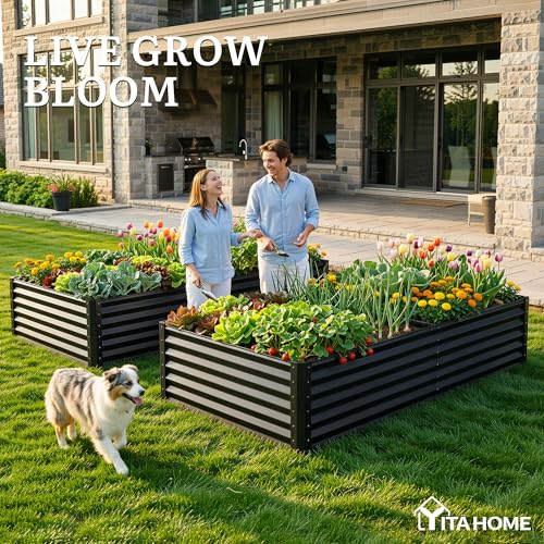 8x4x1.5ft 2pcs Large Raised Garden Bed Kit (Black / 8x4x1.5ft 2pcs)